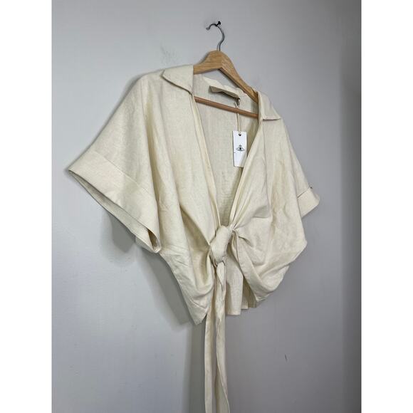 NWT Just Bee Queen Chiara Wrap Cropped Top Women's Vanilla Size: Medium - Picture 3 of 8